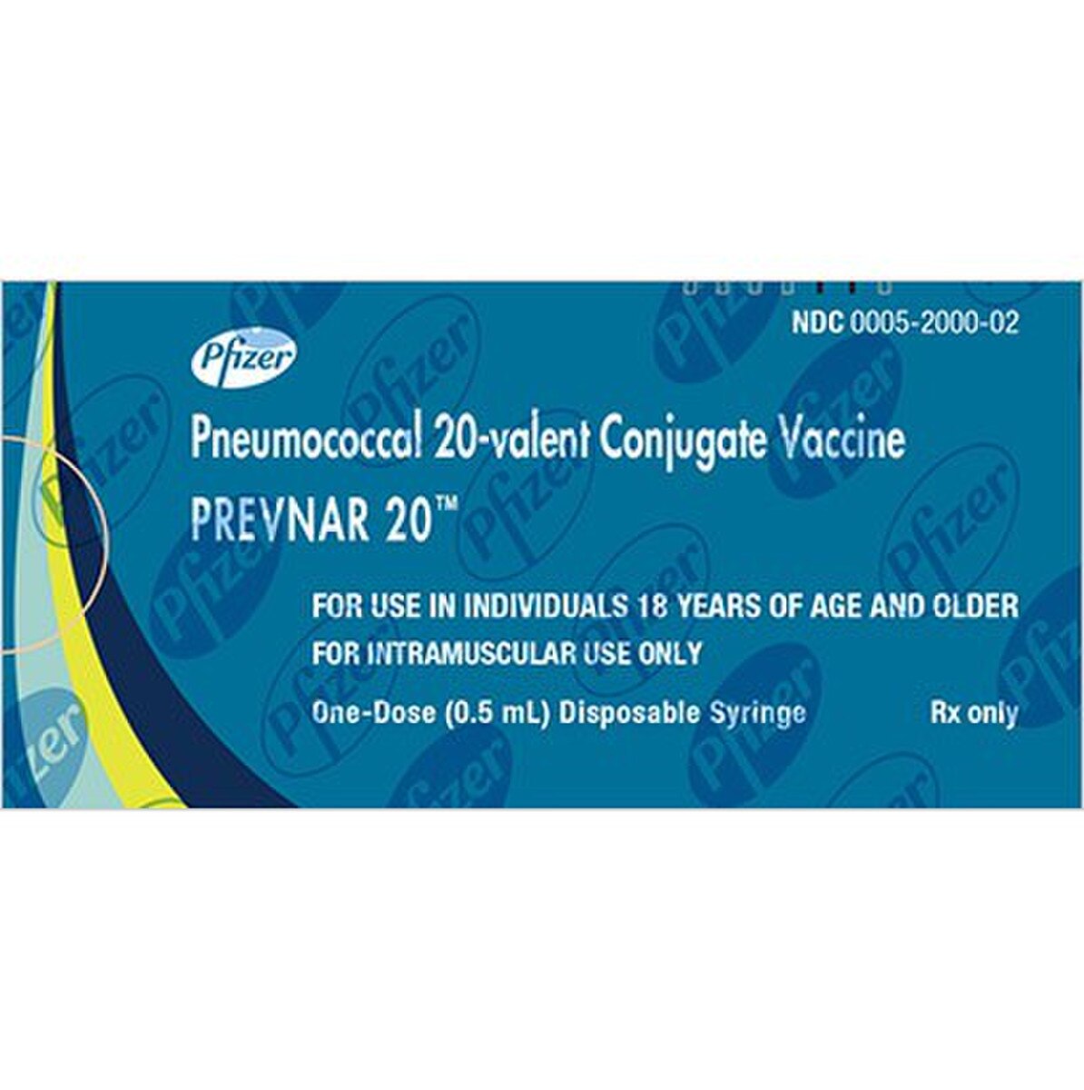 PREVNAR 20 PCV20 pneumococcal 20-valent vaccine, single 0.5 mL prefilled syringe, NDC 0005-2000-02